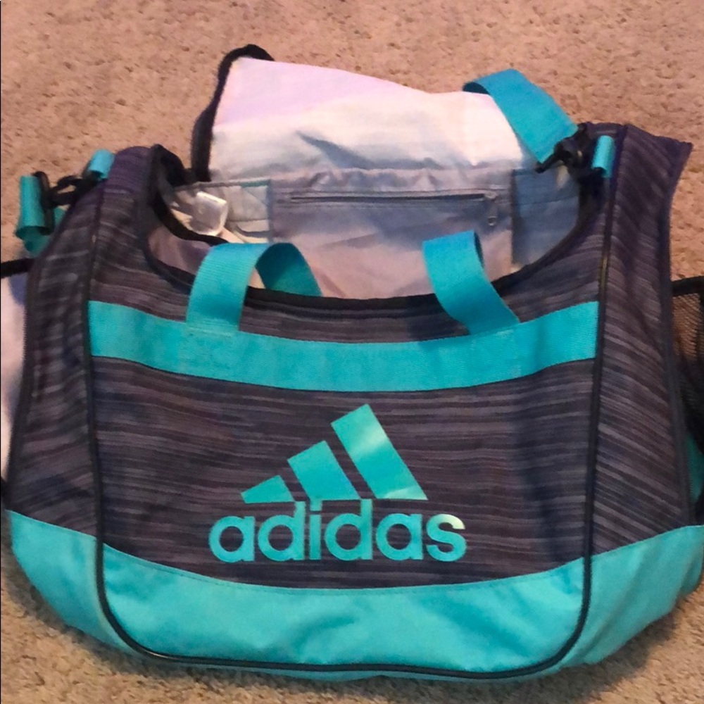 Gray & Teal Adidas duffel bag